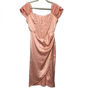 Rosedress NWT Pink Peach Satin Corset Princess‎ Pencil Dress Women s Size Large